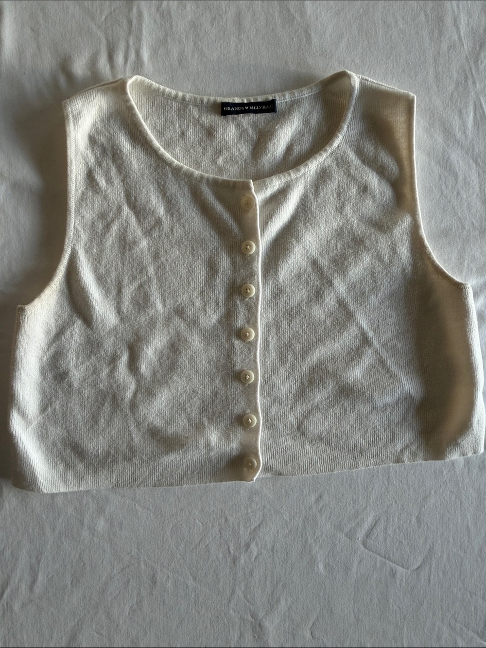 Brandy Melville Cream Button-Front Cropped Tank